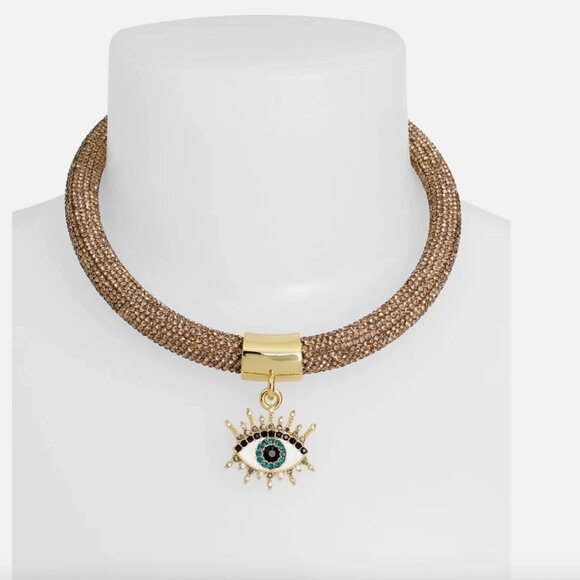 NEW KURT GEIGER LONDON Evil Eye Pendant Collar Rope Necklace & earrings set - Picture 6 of 8